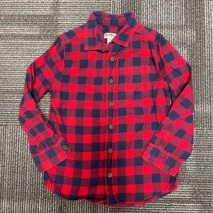🌈5 for $25 CAT & JACK Buffalo Check Navy and Red Button Down Shirt Size 6/7